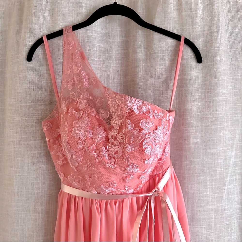 Pink One Shoulder Gown - Picture 2 of 10